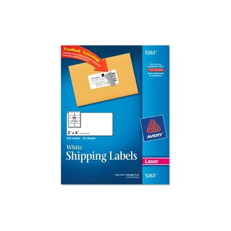 Avery LABEL, LSR, SHIPPNG, 2X4, 250CT 5263